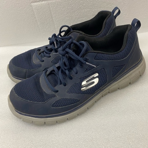 Skechers Blue Comfort Knit Lace Up Athletic Sneaker Shoes Men’s 12 - Picture 1 of 13